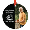 Custom Fly Fishing Metal Ornament 20XX with Photo Memorial Christmas Decor-Set of 1-Andaz Press-Gone Fishing In Heaven Custom Photo-