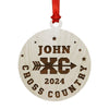 Custom Laser Engraved Wood Cross Country Christmas Ornament for Boys & Girls-Set of 1-Andaz Press-Laser Engraved Custom Name XC Stars-