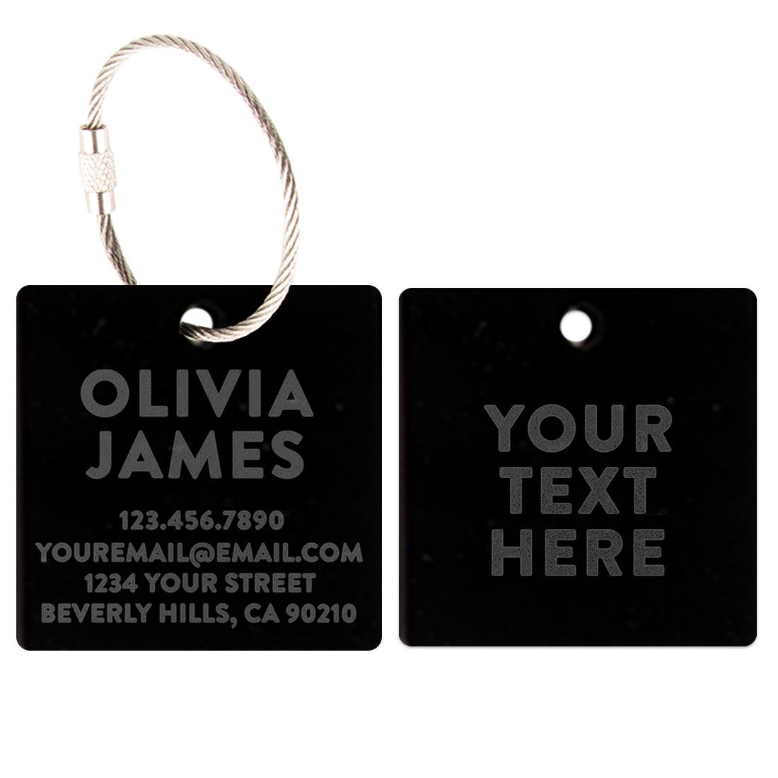 Custom Luggage Tags with Stainless Steel Loops Laser Engraved Acrylic