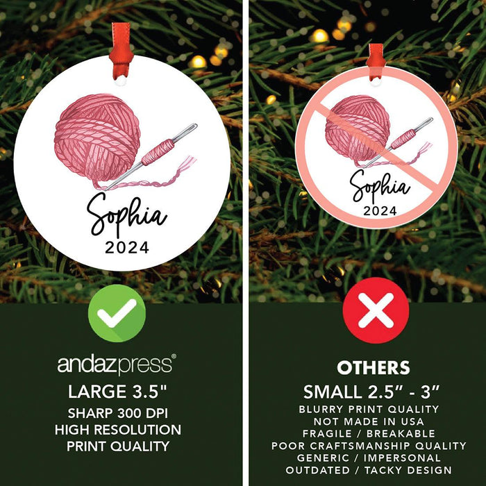 Custom Metal Crochet Ornaments Funny Christmas Decor with Ribbon & Gift Bag-Set of 1-Andaz Press-Just A Girl Who Loves Hairy Balls-