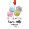 Custom Metal Crochet Ornaments Funny Christmas Decor with Ribbon & Gift Bag-Set of 1-Andaz Press-Just A Girl Who Loves Hairy Balls-