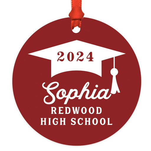 Custom Metal Graduation Christmas Ornament, Class of 20XX, Name & School Gift-Set of 1-Andaz Press-