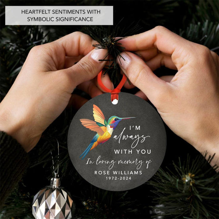 Custom Metal Hummingbird Ornament for Christmas Tree Memorial Decor-Set of 1-Andaz Press-In Loving Memory Of-