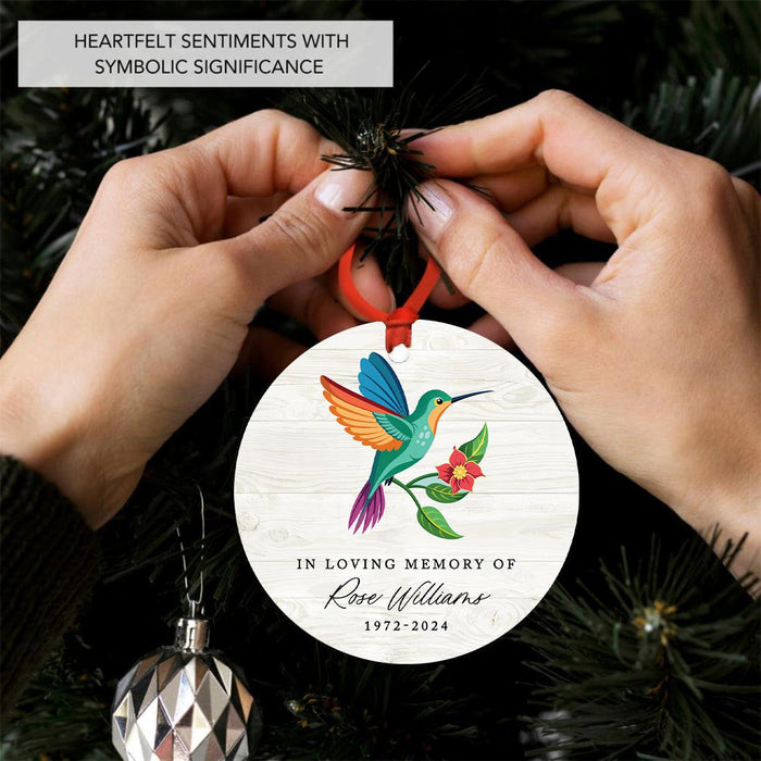 Custom Metal Hummingbird Ornament for Christmas Tree Memorial Decor-Set of 1-Andaz Press-In Loving Memory Of-