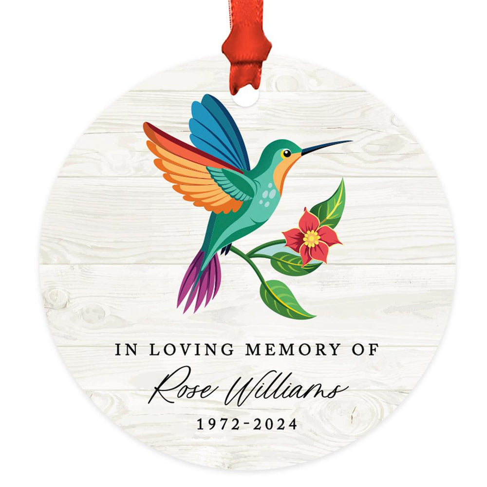 Custom Metal Hummingbird Ornament for Christmas Tree Memorial Decor-Set of 1-Andaz Press-In Loving Memory Of-