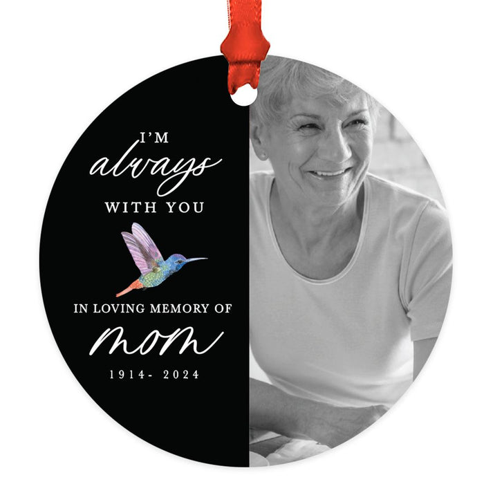 Custom Metal Hummingbird Ornament with Photo for Christmas Tree Memorial Decor-Set of 1-Andaz Press-I'm Always With You-