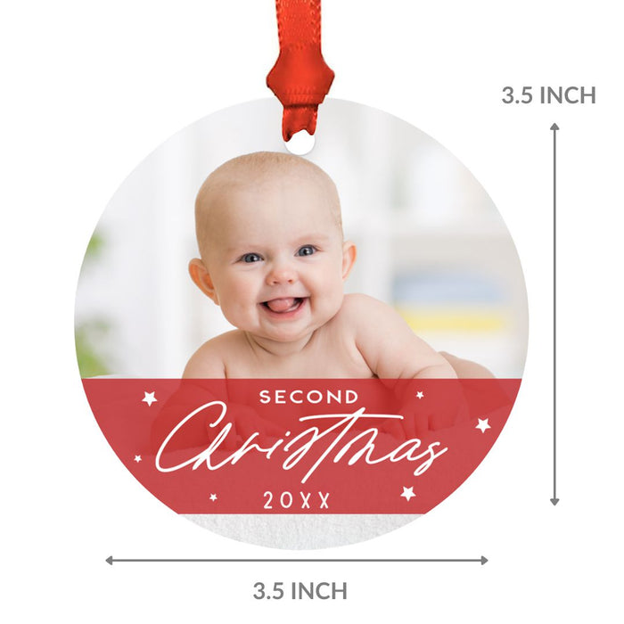 Custom Metal Second Christmas Ornament, Stars Custom Photo and Year, Bulk Pack-Set of 6-Andaz Press-