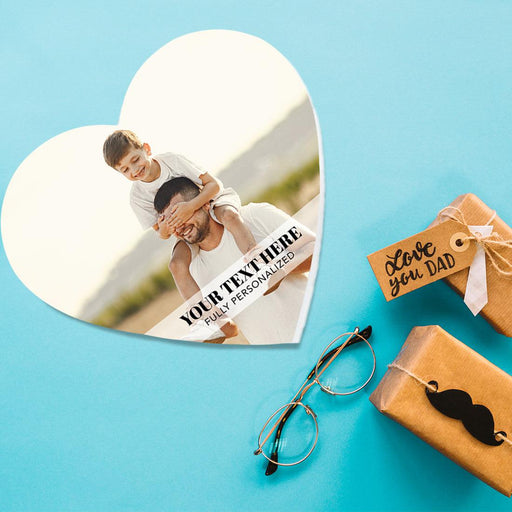 Custom Photo Happy Father's Day Heart Shaped Box with Lid, Reusable Heart Box, Set of 1-Set of 1-Andaz Press-Custom Photo Text-