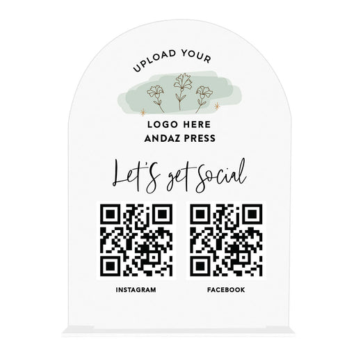 Custom QR Code Sign with Logo Acrylic Display for Business-Set of 1-Andaz Press-Arch Custom QR Code Sign-