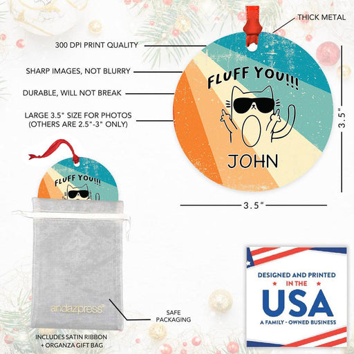 Custom Sibling Christmas Ornaments 20XX, Metal Funny Big Brother & Sister Gift-Set of 1-Andaz Press-Fluff You!-