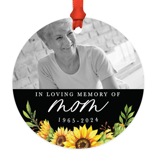 Custom Sunflower Metal Ornament for Christmas Tree, In Loving Memory Photo, Ideal Gift-Set of 1-Andaz Press-Custom Photo Sunflowers Design-