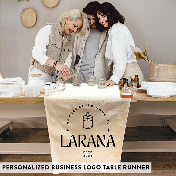 Custom Table Runner with Logo – Linen, Full Color for Business, Events, & Banners Bulk Pack-Andaz Press-Business Logo Table Runner-Set of 1-