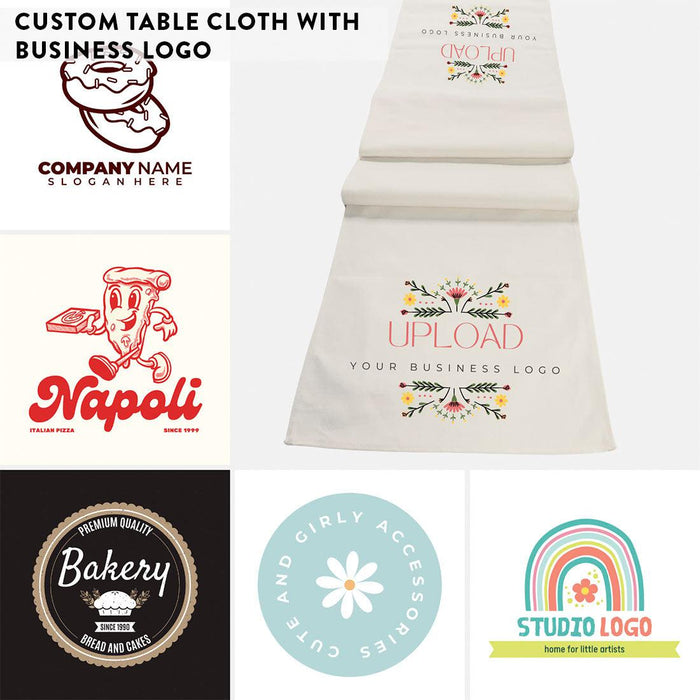 Custom Table Runner with Logo – Linen, Full Color for Business, Events, & Banners Bulk Pack-Andaz Press-Business Logo Table Runner-Set of 1-