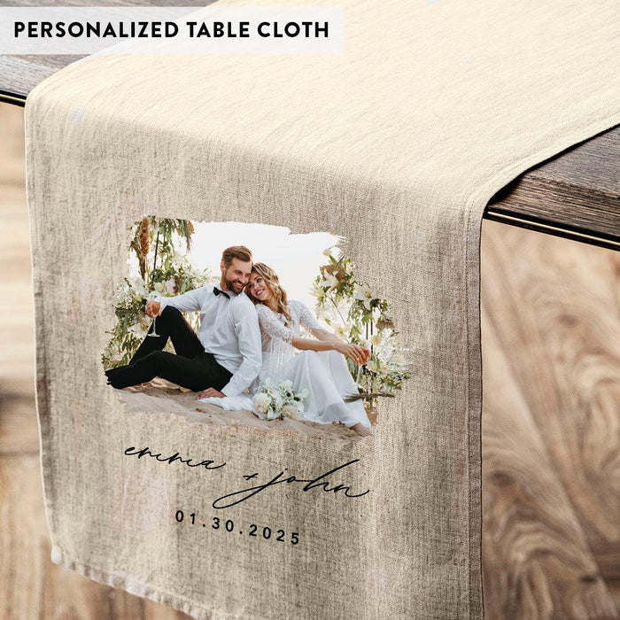 Custom Table Runner with Photo Text – Linen, Full Color for Wedding, Birthday, Baby Shower Bulk Pack-Andaz Press-Fully Custom Table Runner-Set of 1-