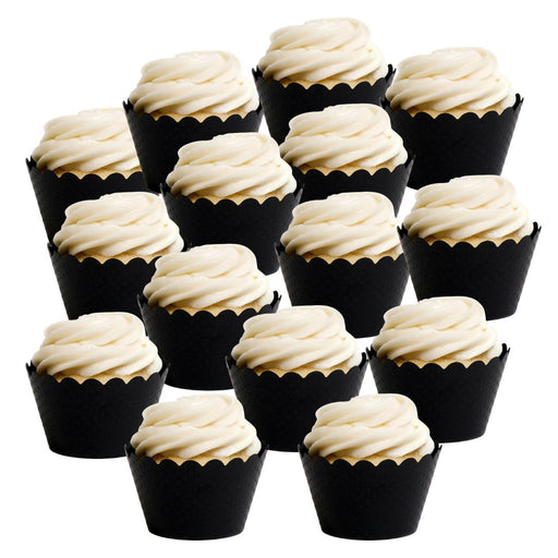 Emma Cupcake Wrappers Bulk Pack-Set of 100-Koyal Wholesale-Black-Set of 50-