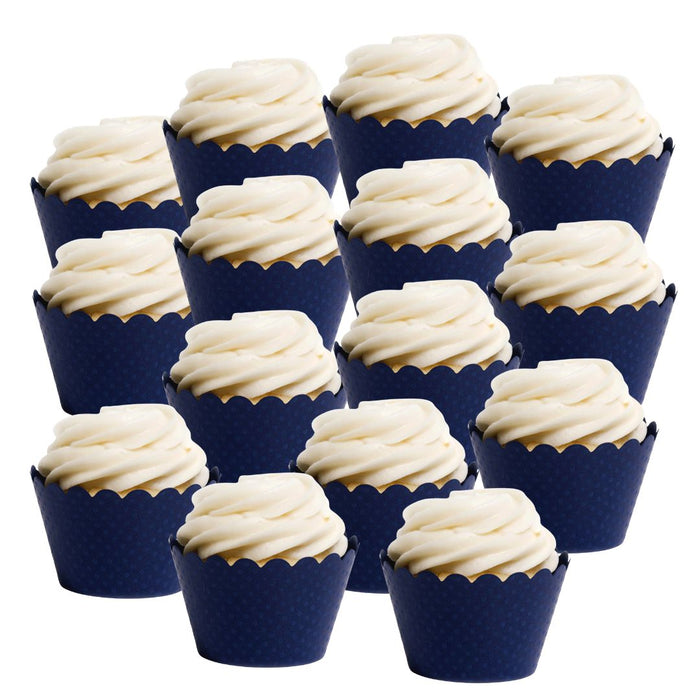 Emma Cupcake Wrappers Bulk Pack-Set of 100-Koyal Wholesale-Navy Blue-Set of 50-