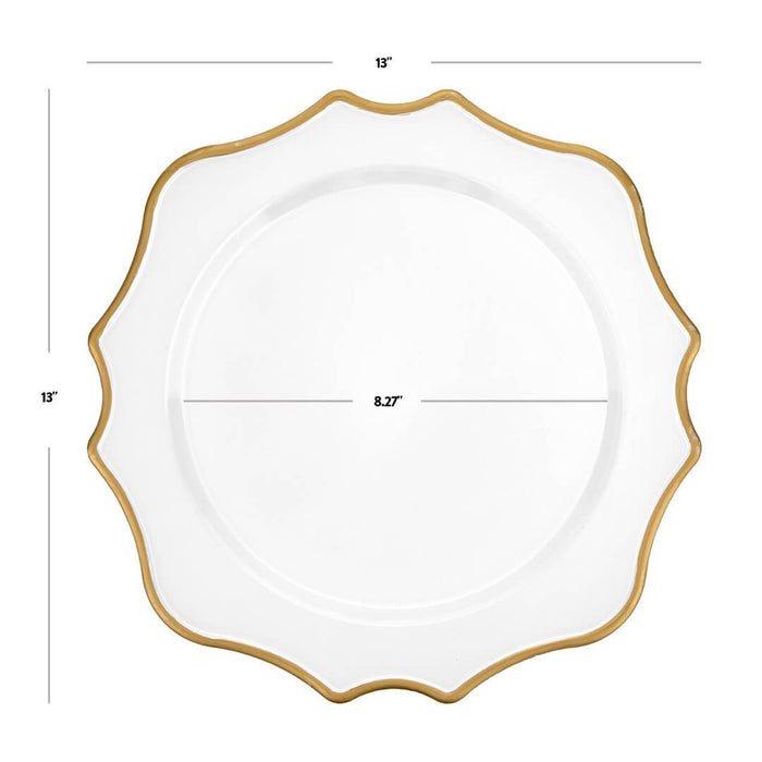 French Scroll Charger Plates, Set of 12-Set of 12-Koyal Wholesale-White-