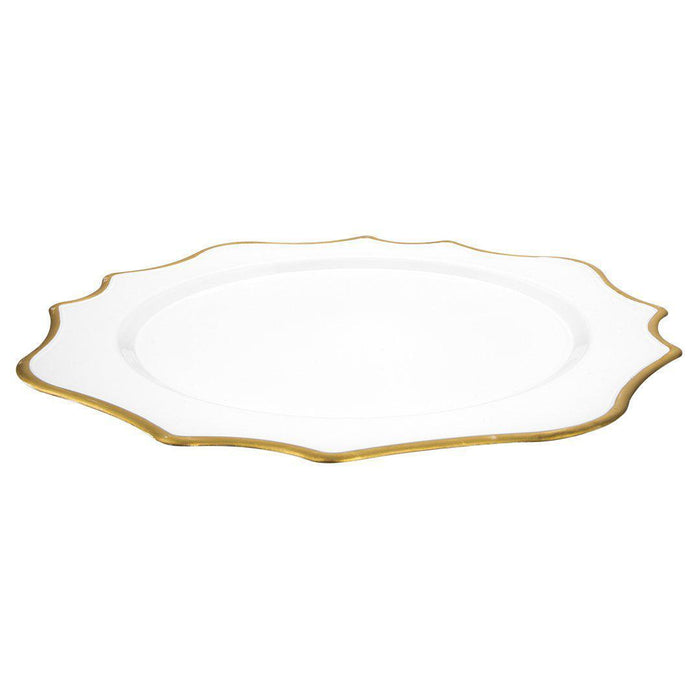 French Scroll Charger Plates, Set of 12-Set of 12-Koyal Wholesale-White-