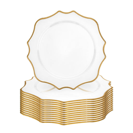 French Scroll Charger Plates, Set of 12-Set of 12-Koyal Wholesale-White-