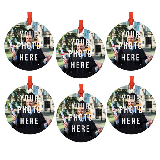 Fully Personalized Metal Christmas Ornament Bulk 6-Pack, Your Photo Here-Set of 6-Andaz Press-