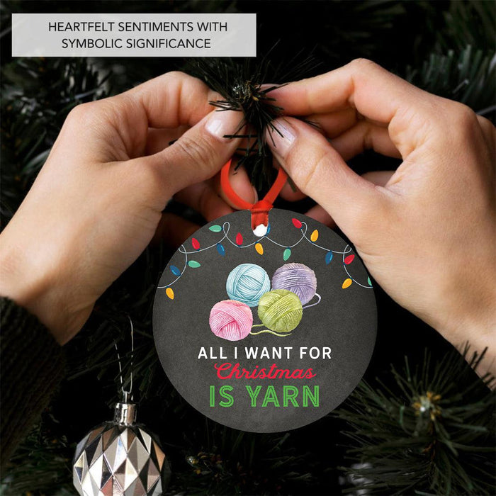 Funny Crochet Christmas Tree Metal Ornaments with Ribbon and Gift Bag-Set of 1-Andaz Press-I'm A Hooker In My Spare Time-