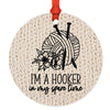 Funny Crochet Christmas Tree Metal Ornaments with Ribbon and Gift Bag-Set of 1-Andaz Press-I'm A Hooker In My Spare Time-