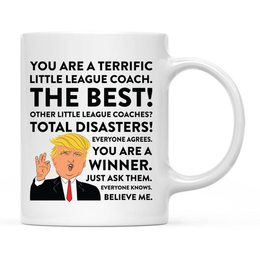 Funny Trump Coffee Mug – Gag Gift with Box, 42 Designs for Christmas, Birthday, Graduation-Set of 1-Andaz Press-Little League Coach-