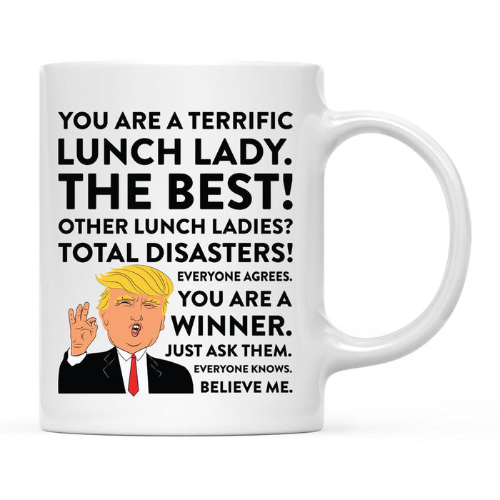 Funny Trump Coffee Mug – Gag Gift with Box, 42 Designs for Christmas, Birthday, Graduation-Set of 1-Andaz Press-Lunch Lady-