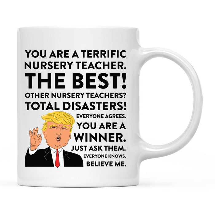 Funny Trump Coffee Mug – Gag Gift with Box, 42 Designs for Christmas, Birthday, Graduation-Set of 1-Andaz Press-Nursery Teacher-