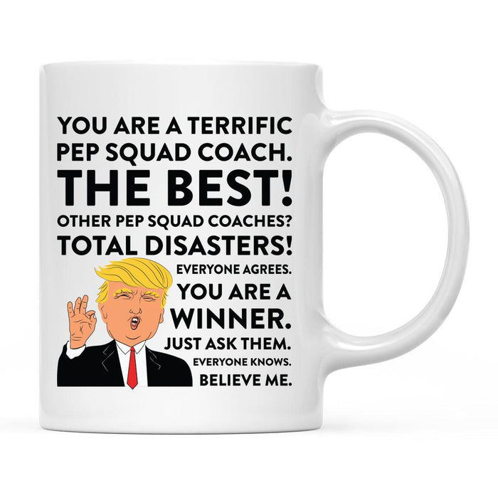 Funny Trump Coffee Mug – Gag Gift with Box, 42 Designs for Christmas, Birthday, Graduation-Set of 1-Andaz Press-Pep Squad Coach-