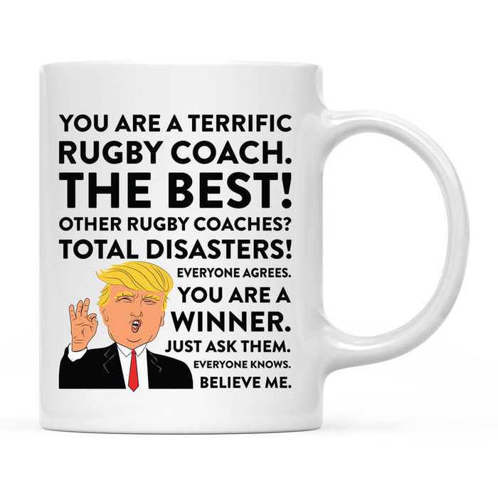 Funny Trump Coffee Mug – Gag Gift with Box, 42 Designs for Christmas, Birthday, Graduation-Set of 1-Andaz Press-Rugby Coach-