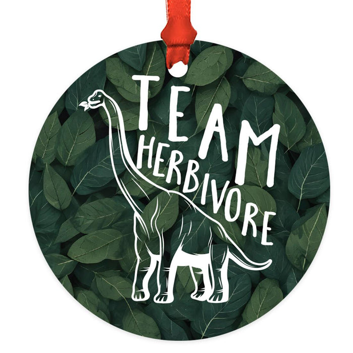 Funny Vegan Metal Ornament, Christmas Gift Ideas for Tree, Unique Decor for Men & Women-Set of 1-Andaz Press-Team Herbivore-