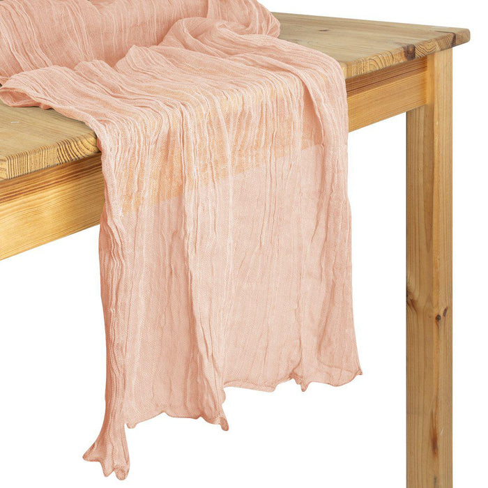 Gauze Cheesecloth Table Runner Fabric Netting Sheer Tablecloth-Koyal Wholesale-Blush Pink-Set of 1-