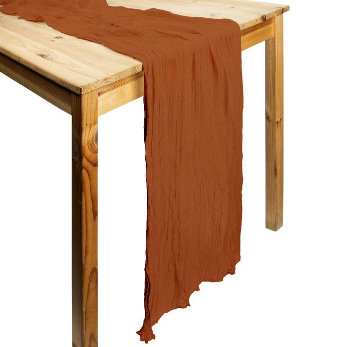 Gauze Cheesecloth Table Runner Fabric Netting Sheer Tablecloth-Koyal Wholesale-Terracotta-Set of 1-