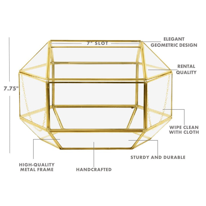 Geometric Glass Card Box-Set of 1-Koyal Wholesale-Gold-