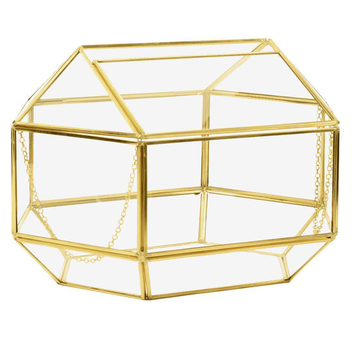 Geometric Glass Card Box-Set of 1-Koyal Wholesale-Gold-