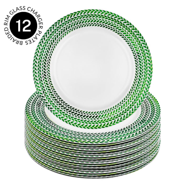 Greenery Leaf Charger Plates Bulk Pack-Set of 12-Koyal Wholesale-