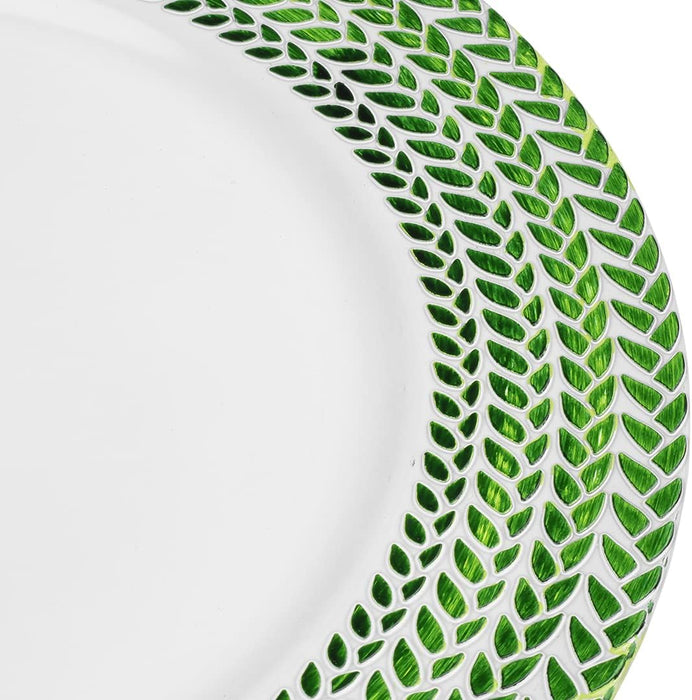 Greenery Leaf Charger Plates Bulk Pack-Set of 12-Koyal Wholesale-