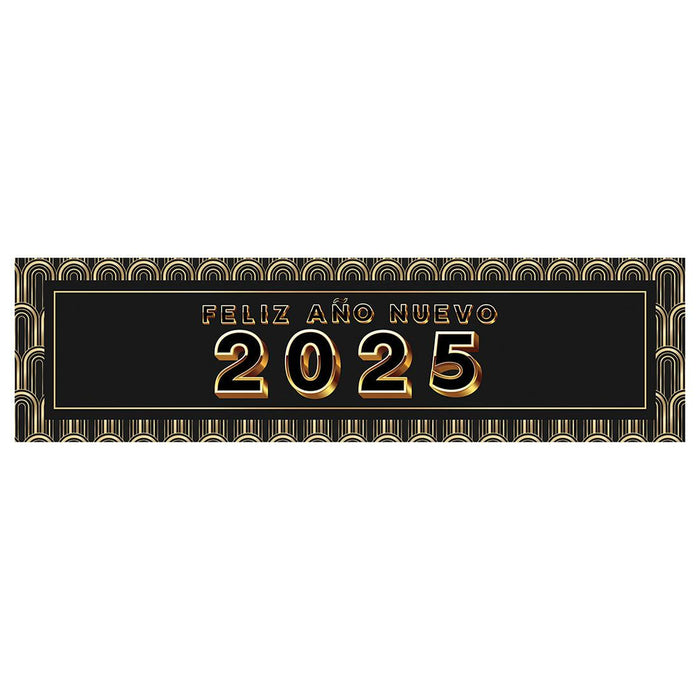 Happy New Year Banner 2025 in Spanish for Decor, 47" x 13", Set of 1-Set of 1-Andaz Press-Art Deco Design-