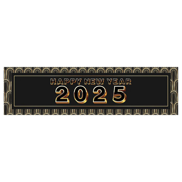 Happy New Year Banner Backdrop 2025 for Decor, 47" x 13", Set of 1-Set of 1-Andaz Press-Art Deco-