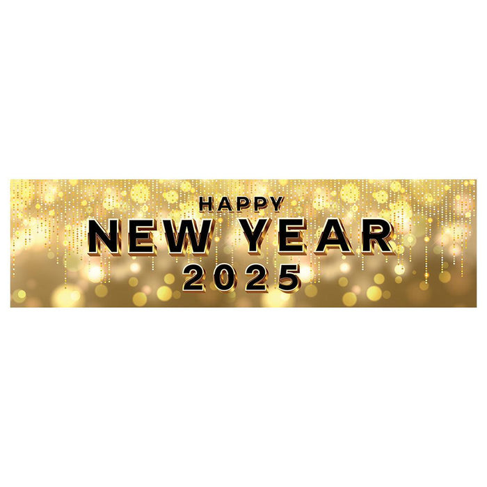 Happy New Year Banner Backdrop 2025 for Decor, 47" x 13", Set of 1-Set of 1-Andaz Press-Hollywood Glamour-