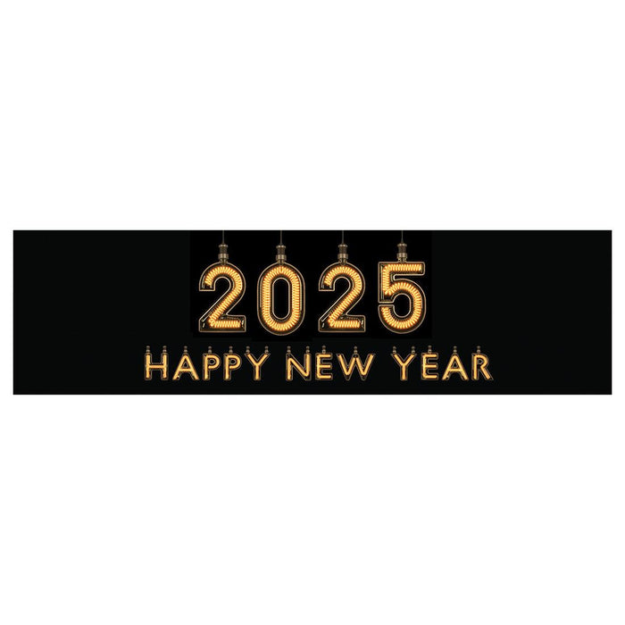 Happy New Year Banner Backdrop 2025 for Decor, 47" x 13", Set of 1-Set of 1-Andaz Press-Industrial Lights-