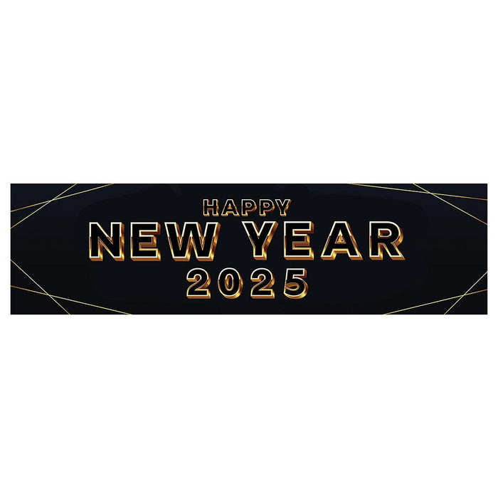 Happy New Year Banner Backdrop 2025 for Decor, 47" x 13", Set of 1-Set of 1-Andaz Press-Modern Geometric-