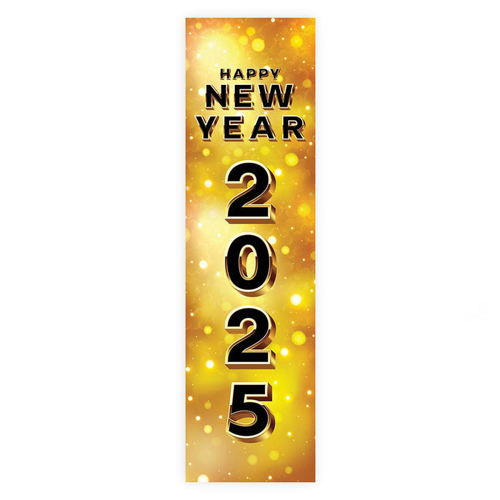 Happy New Year Banner Backdrop 2025 for Decor, 47" x 13", Set of 1-Set of 1-Andaz Press-Vertical Hollywood Glamour-