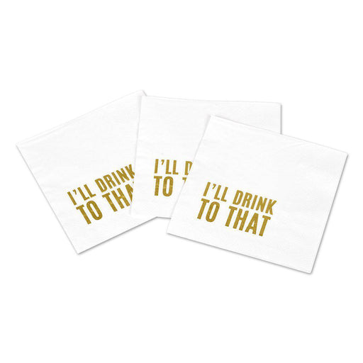 I'll Drink to That Funny Cocktail Napkins-Set of 50-Andaz Press-Gold-