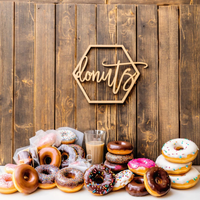 Laser Cut Wood Donut Bar Sign-Set of 1-Koyal Wholesale-