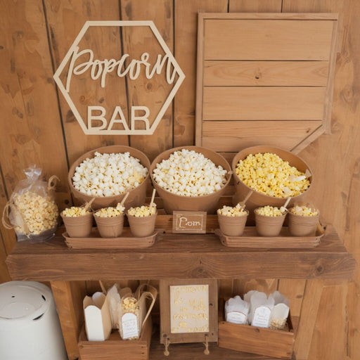 Laser Cut Wood Popcorn Bar Sign-Set of 1-Koyal Wholesale-