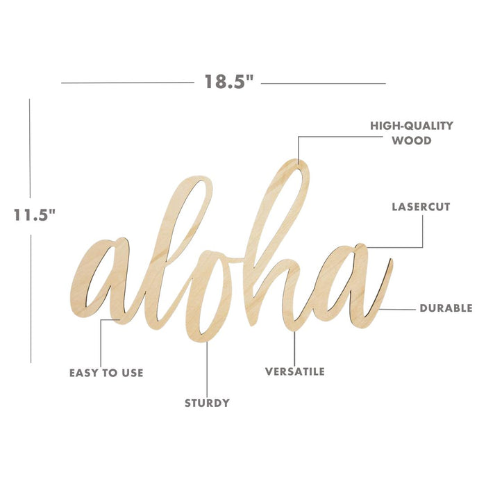 Laser Cut Wood Scripted Aloha Bar Sign-Set of 1-Koyal Wholesale-