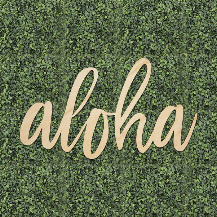 Laser Cut Wood Scripted Aloha Bar Sign-Set of 1-Koyal Wholesale-