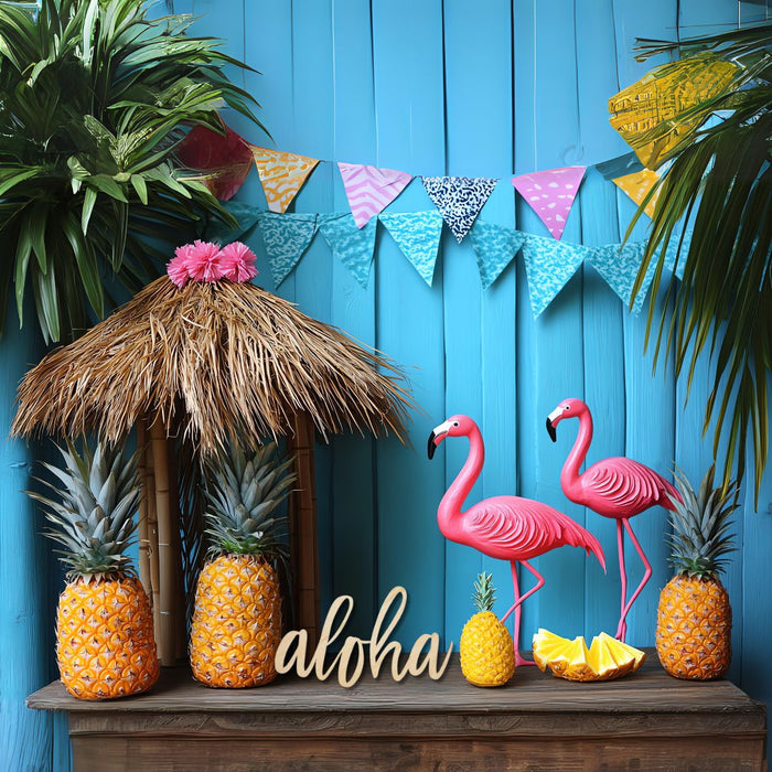 Laser Cut Wood Scripted Aloha Bar Sign-Set of 1-Koyal Wholesale-